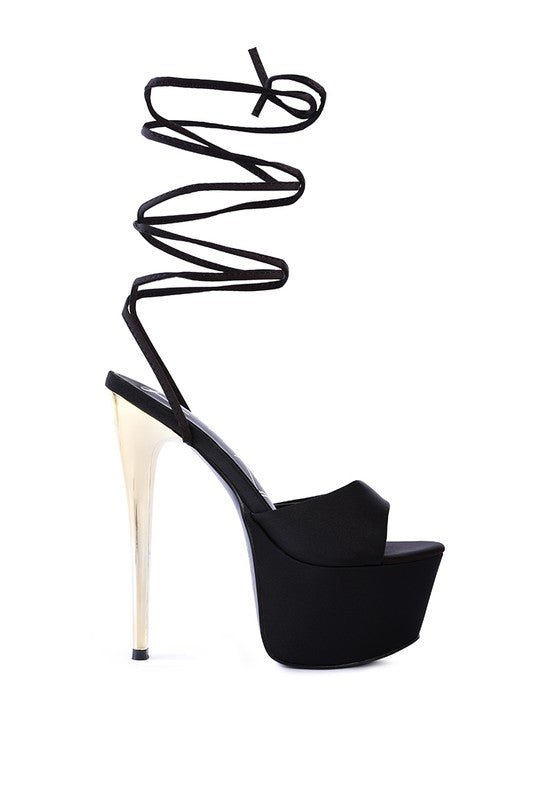 PASSION DRAMATIC PLATFORM LACE - UP HEEL SANDALS - NUTRAL ATTIRE