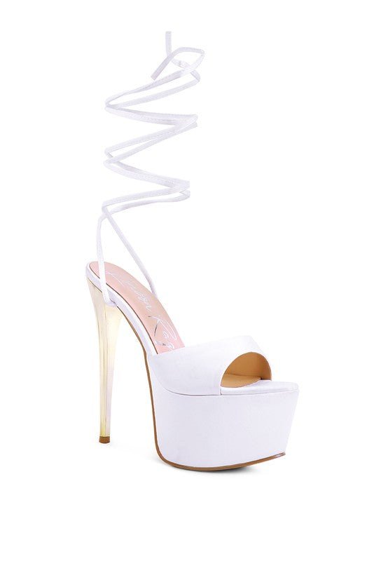 PASSION DRAMATIC PLATFORM LACE - UP HEEL SANDALS - NUTRAL ATTIRE