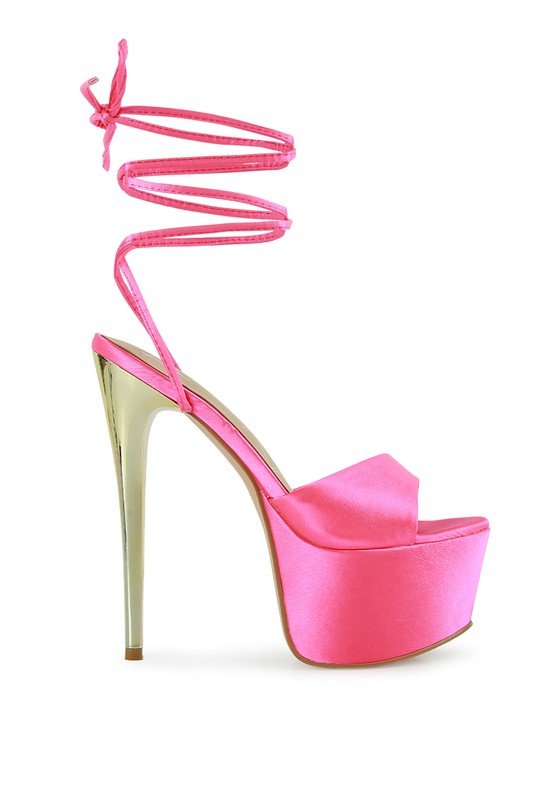 PASSION DRAMATIC PLATFORM LACE - UP HEEL SANDALS - NUTRAL ATTIRE