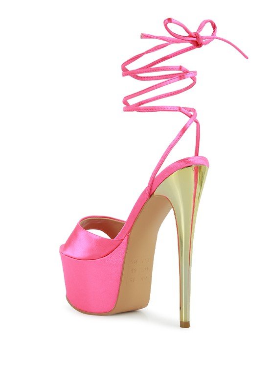 PASSION DRAMATIC PLATFORM LACE - UP HEEL SANDALS - NUTRAL ATTIRE