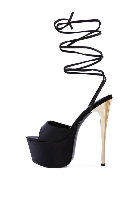 PASSION DRAMATIC PLATFORM LACE - UP HEEL SANDALS - NUTRAL ATTIRE