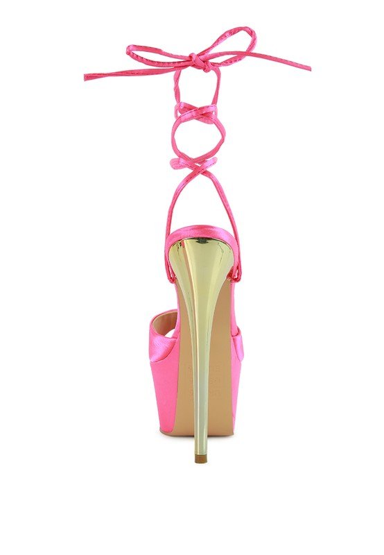 PASSION DRAMATIC PLATFORM LACE - UP HEEL SANDALS - NUTRAL ATTIRE