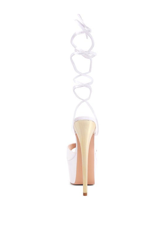 PASSION DRAMATIC PLATFORM LACE - UP HEEL SANDALS - NUTRAL ATTIRE