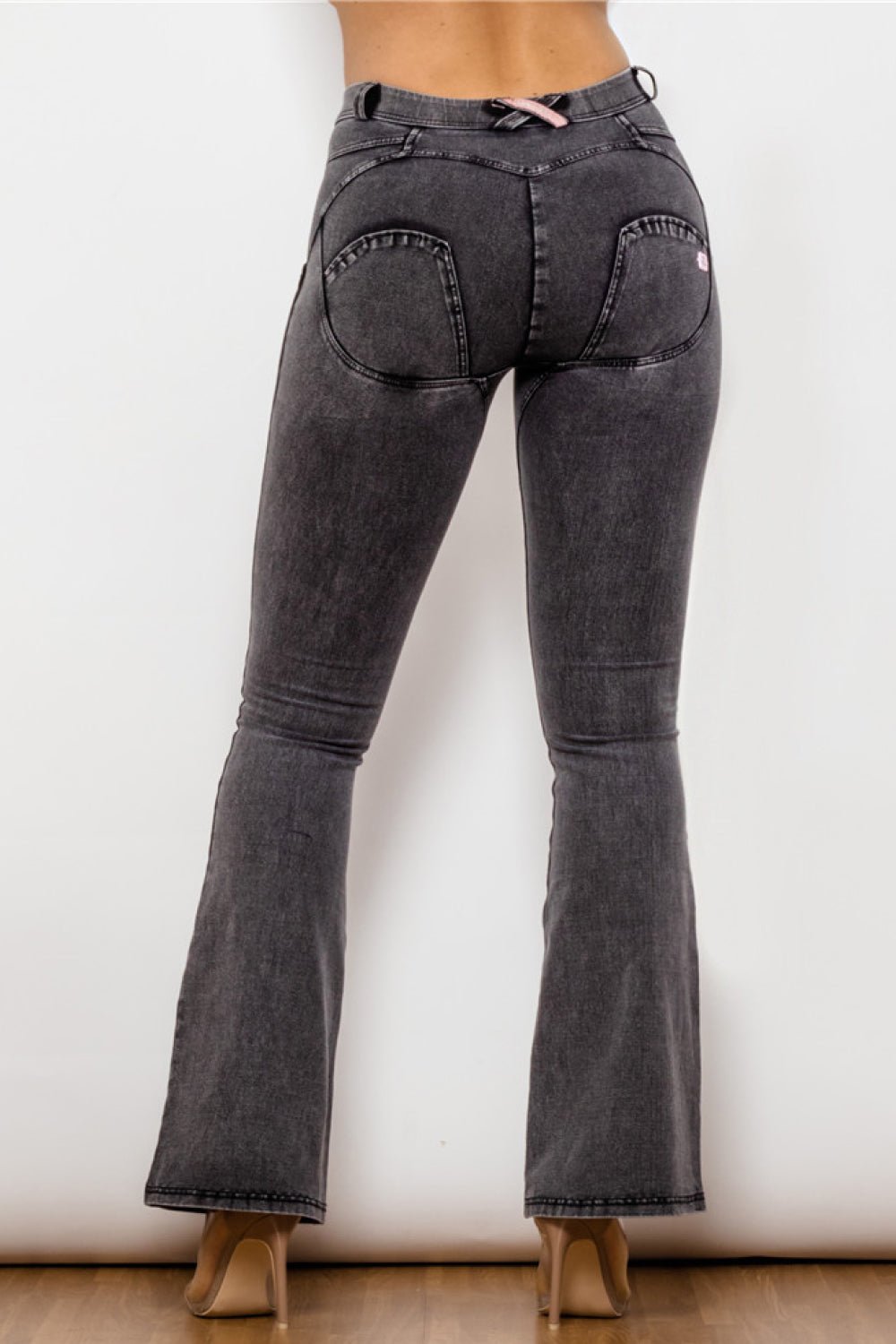 Perfect Peach Two - Button Flare Jeans - Gray - NUTRAL ATTIRE
