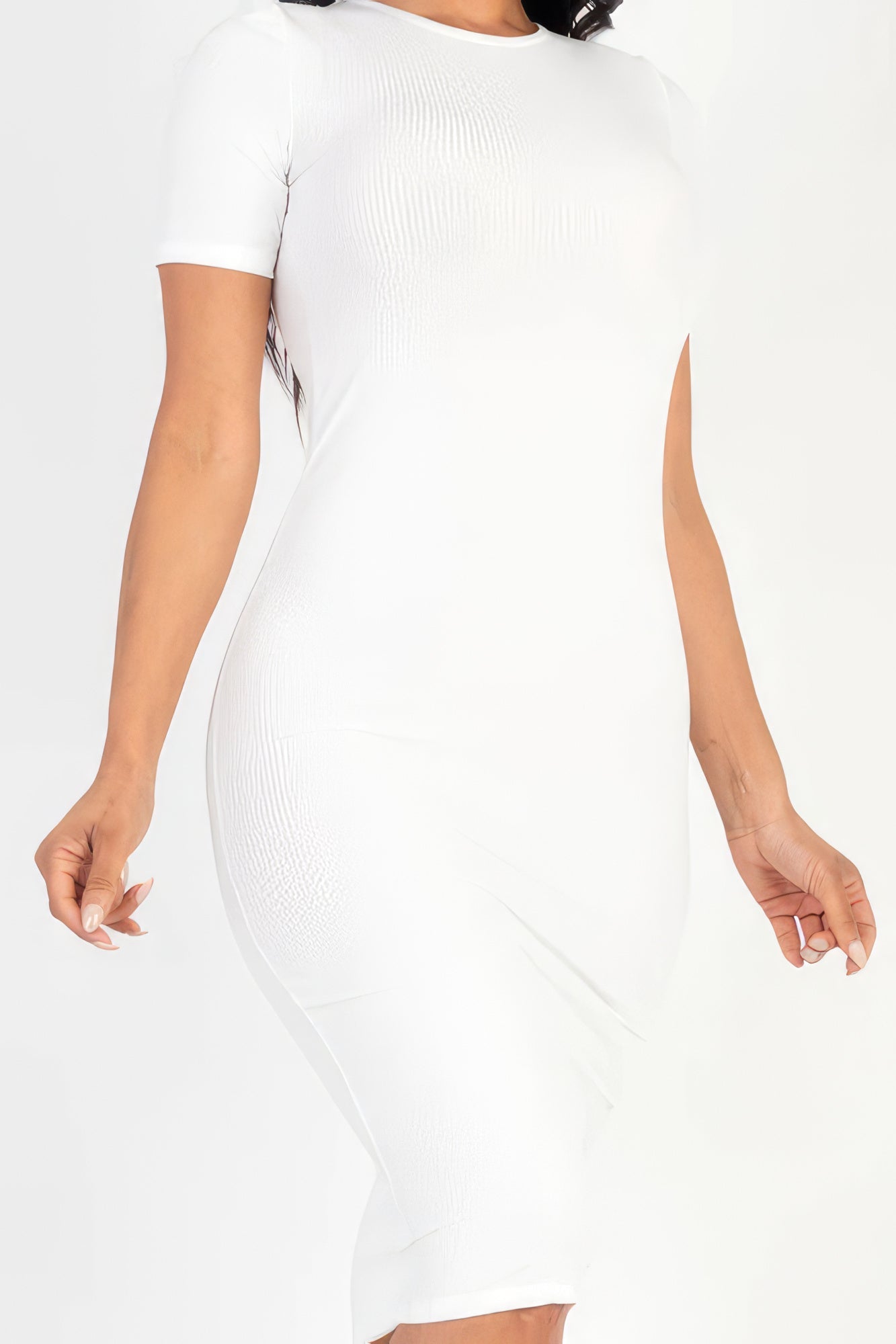 Ribbed Bodycon Midi Dress - NUTRAL ATTIRE