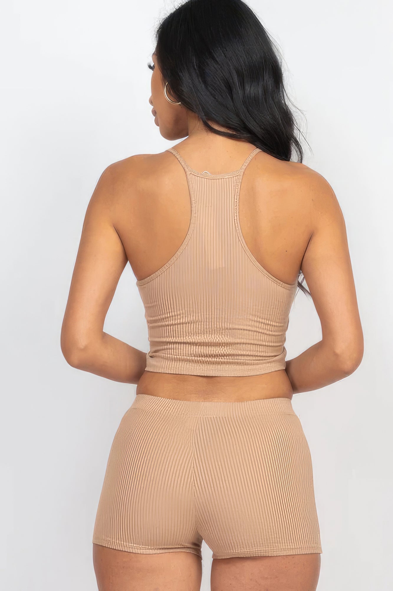 Ribbed Crop Cami Top & Shorts Set - NUTRAL ATTIRE