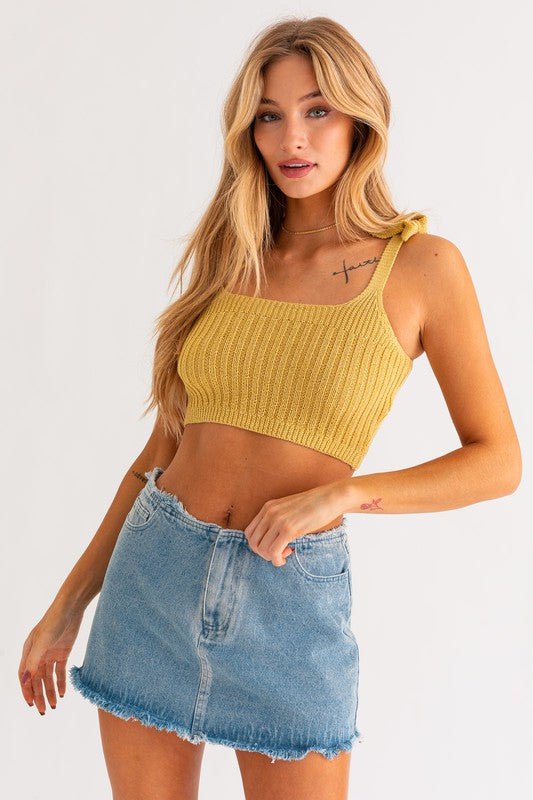 Shoulder Tie Knit Tank - NUTRAL ATTIRE