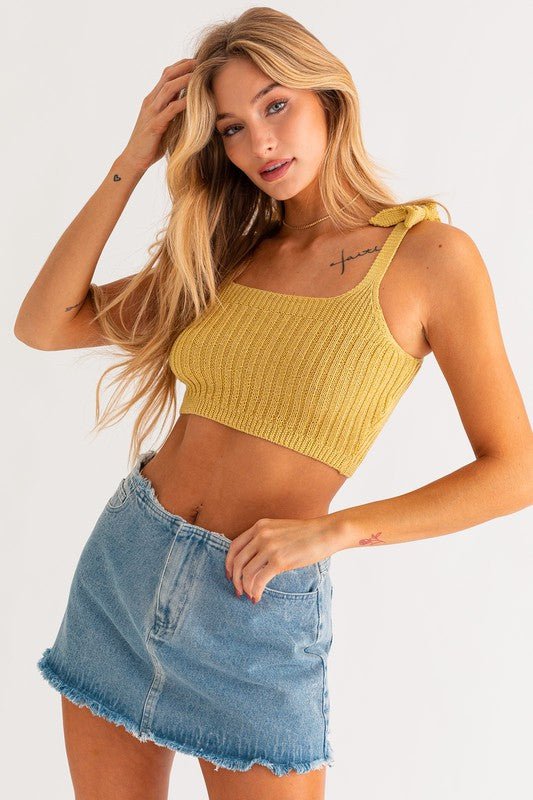 Shoulder Tie Knit Tank - NUTRAL ATTIRE