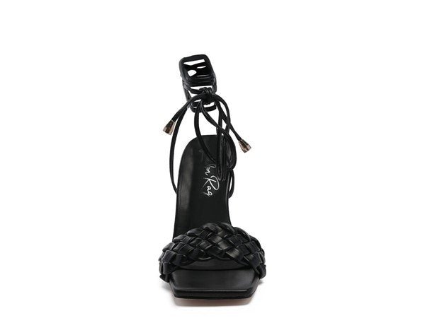 SKORA TIE UP HEELED SANDALS - NUTRAL ATTIRE