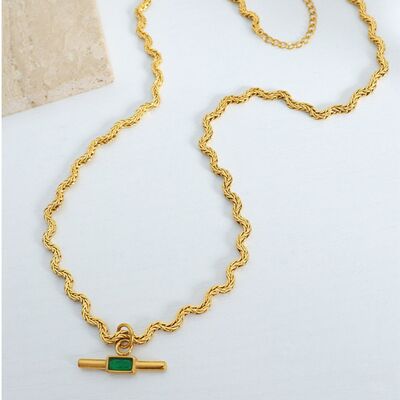 Stainless Steel Glass Cone Shaped Pendant Necklace - NUTRAL ATTIRE