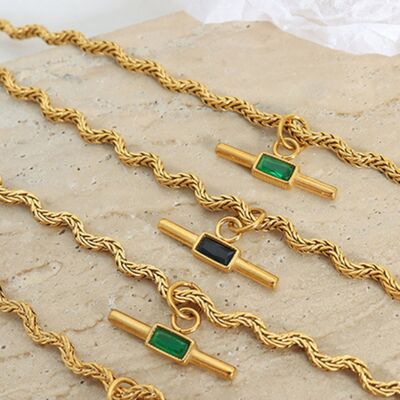Stainless Steel Glass Cone Shaped Pendant Necklace - NUTRAL ATTIRE