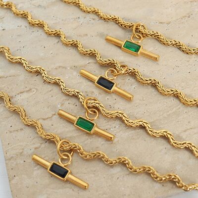 Stainless Steel Glass Cone Shaped Pendant Necklace - NUTRAL ATTIRE