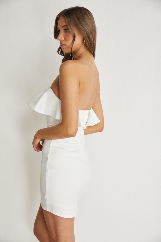 Sweetheart Neckline Lined Mini Dress - NUTRAL ATTIRE