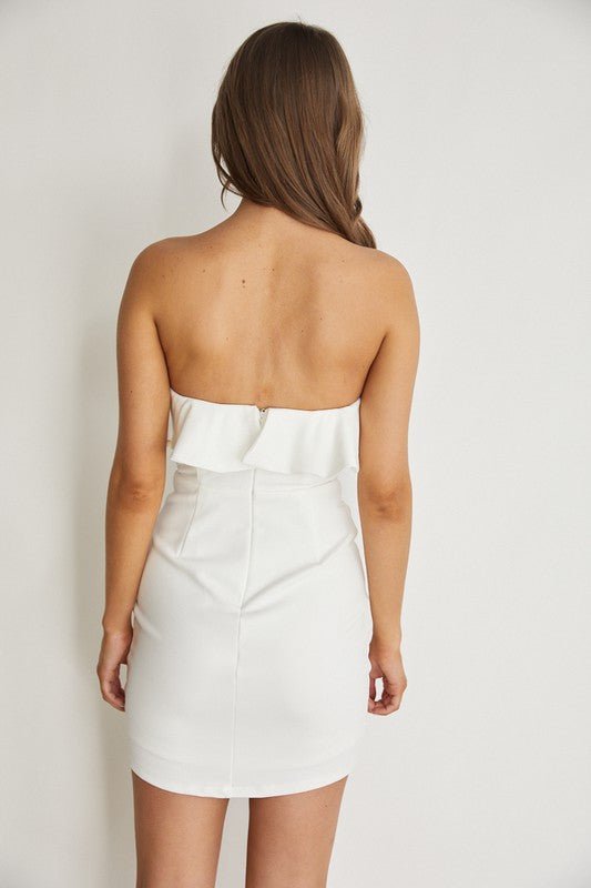 Sweetheart Neckline Lined Mini Dress - NUTRAL ATTIRE