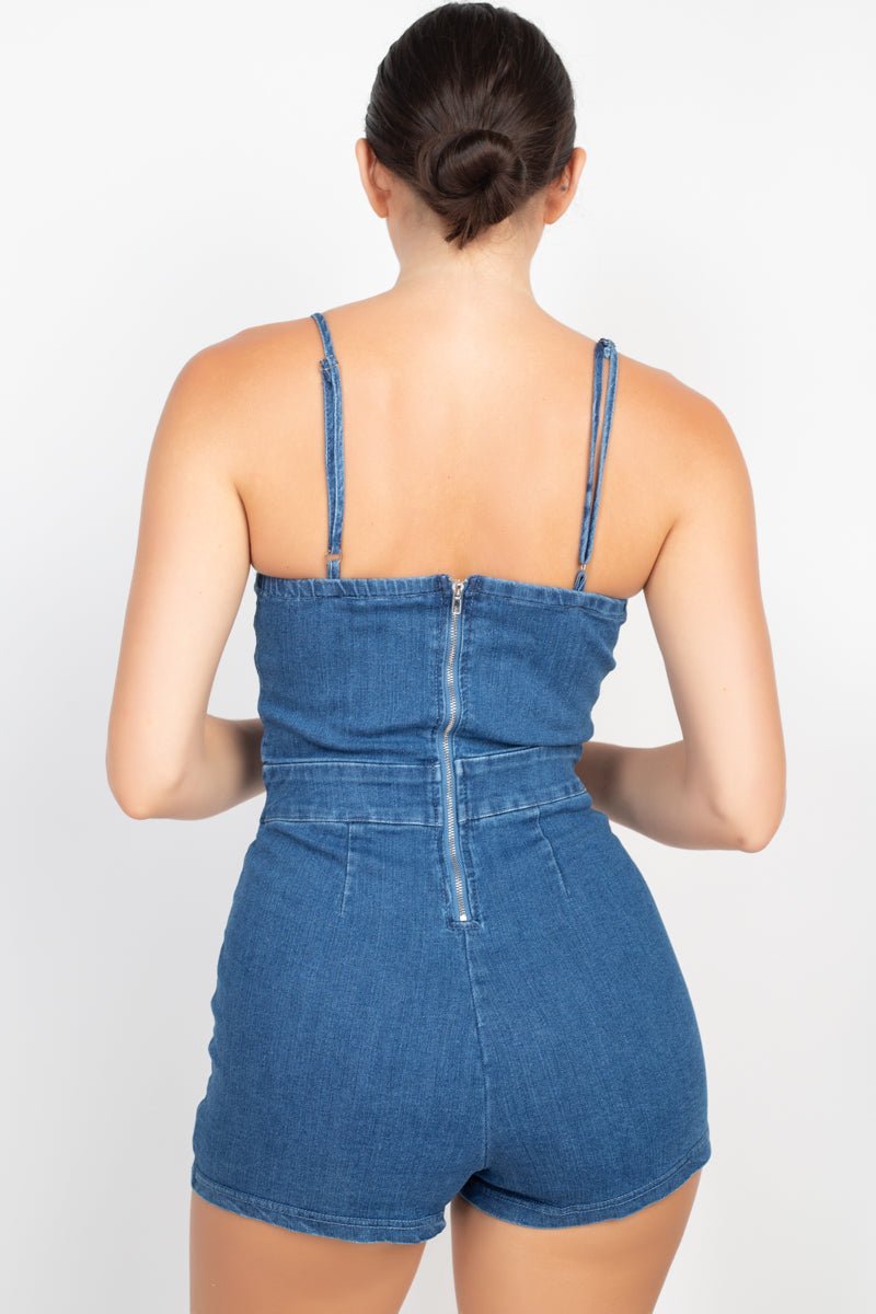 Twisted Denim Romper - NUTRAL ATTIRE