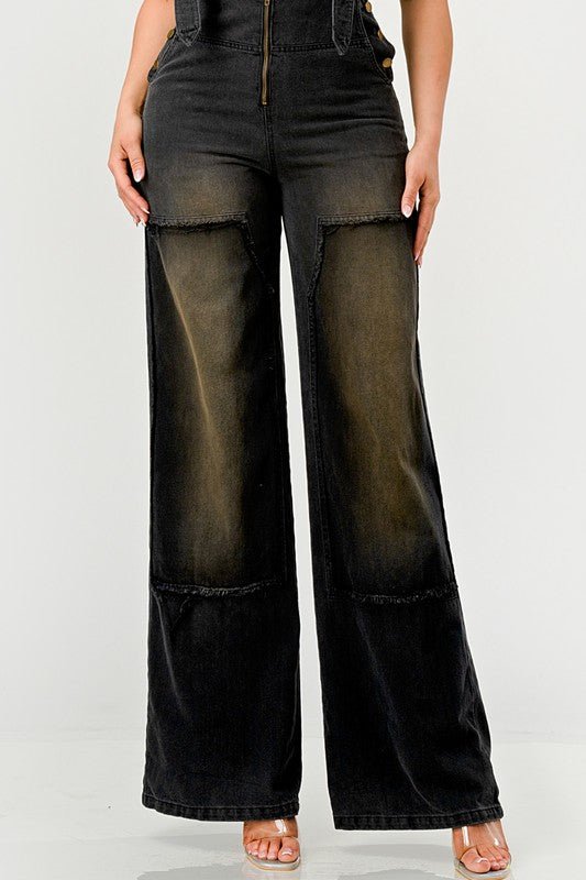 Urban Noir Denim Overalls Black Jumpsuit - NUTRAL ATTIRE