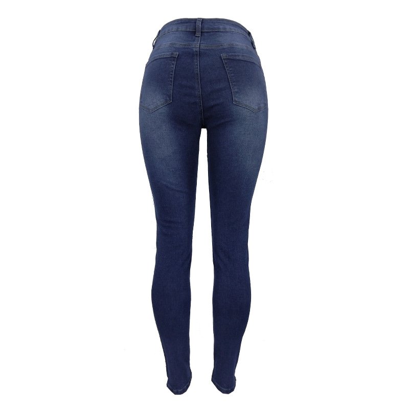 Women's Dark Blue High - Rise Ripped Skinny Jeans - NUTRAL ATTIRE