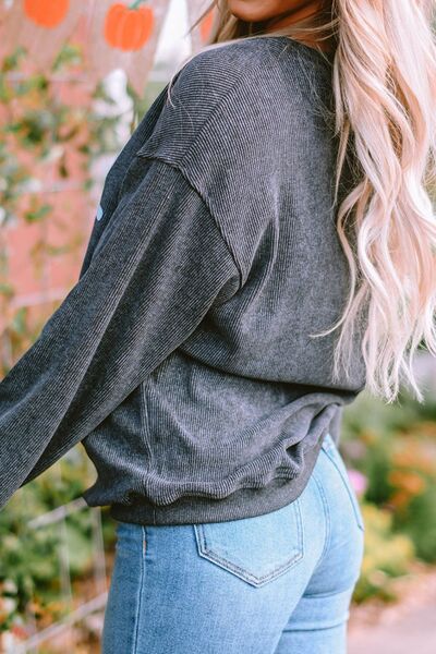 XOXO Round Neck Dropped Shoulder Sweatshirt - NUTRAL ATTIRE