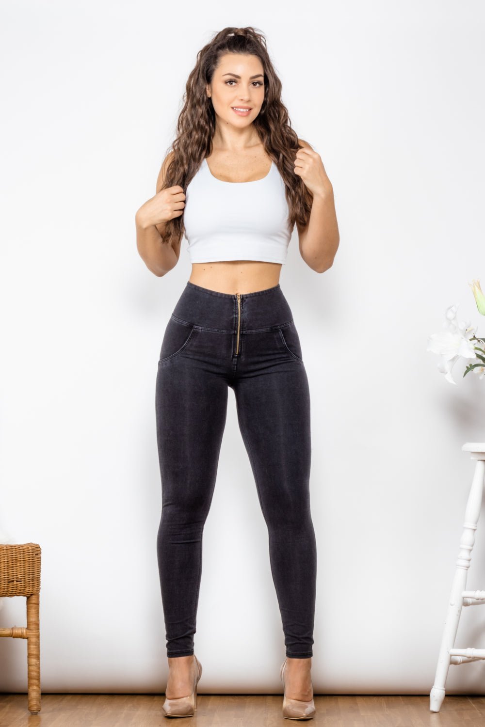 Zip Closure Skinny Jeans - NUTRAL ATTIRE
