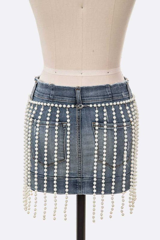 Pearl Drop Statement Curtain Chain Belt