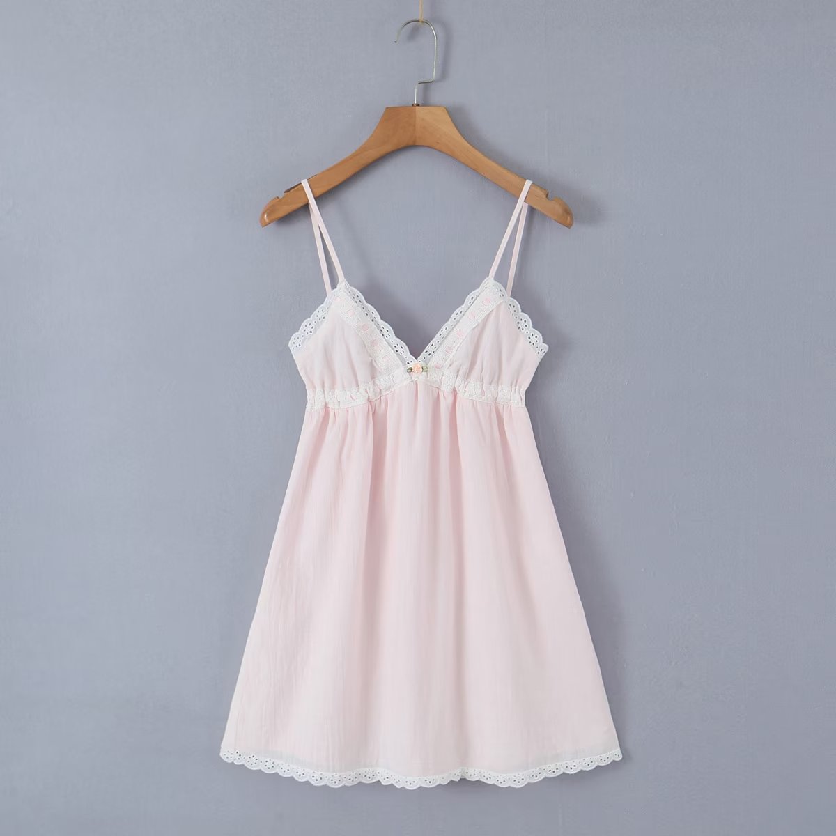 Pretty In Pink Lace Contrast Color Lace Strap Dress