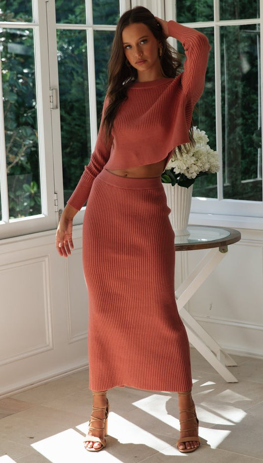 Nobi Sweater Knitted Slit Maxi Dress