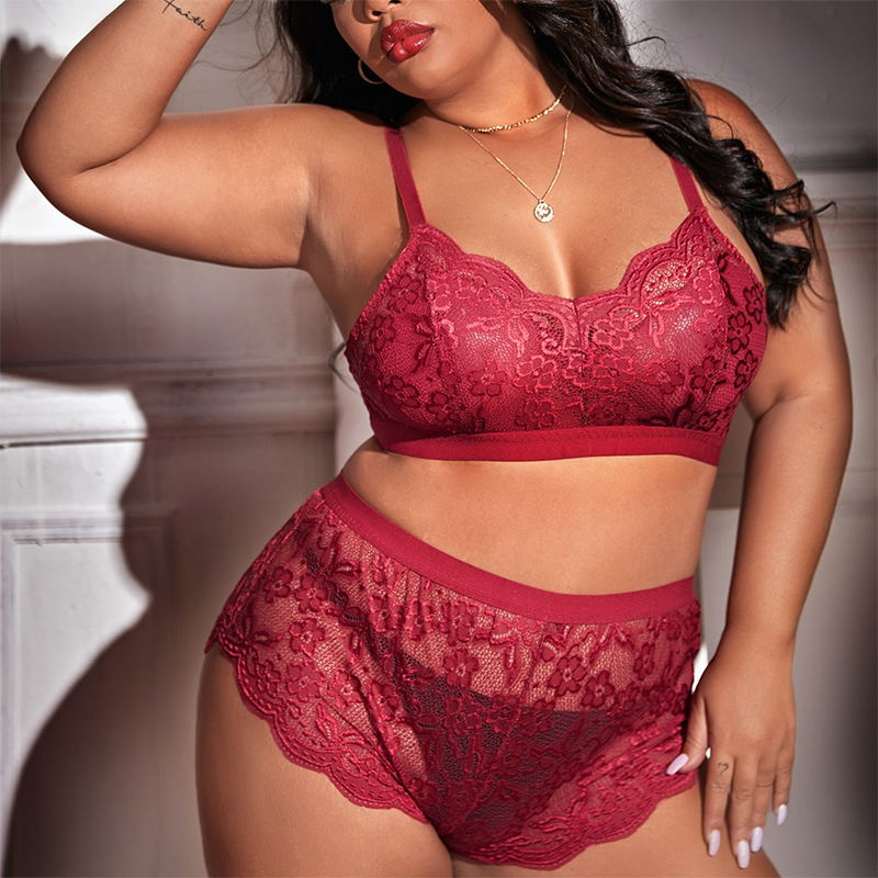 plus Size Sexy Lingerie Sexy Clothes Seduction Lace Lace Cutout See through Sexy Suit