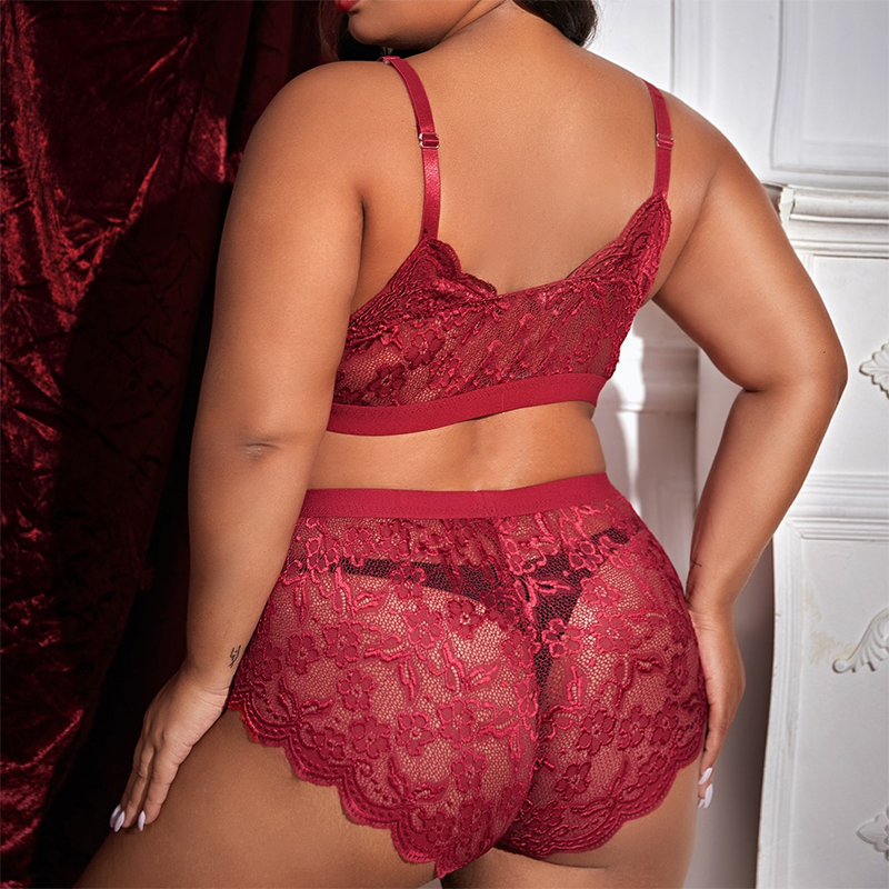 plus Size Sexy Lingerie Sexy Clothes Seduction Lace Lace Cutout See through Sexy Suit