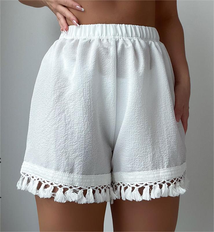 Beach Pants Lace Stitching Elastic Waistband Shorts Sexy Sexy Solid Color Beach Swim Trunks