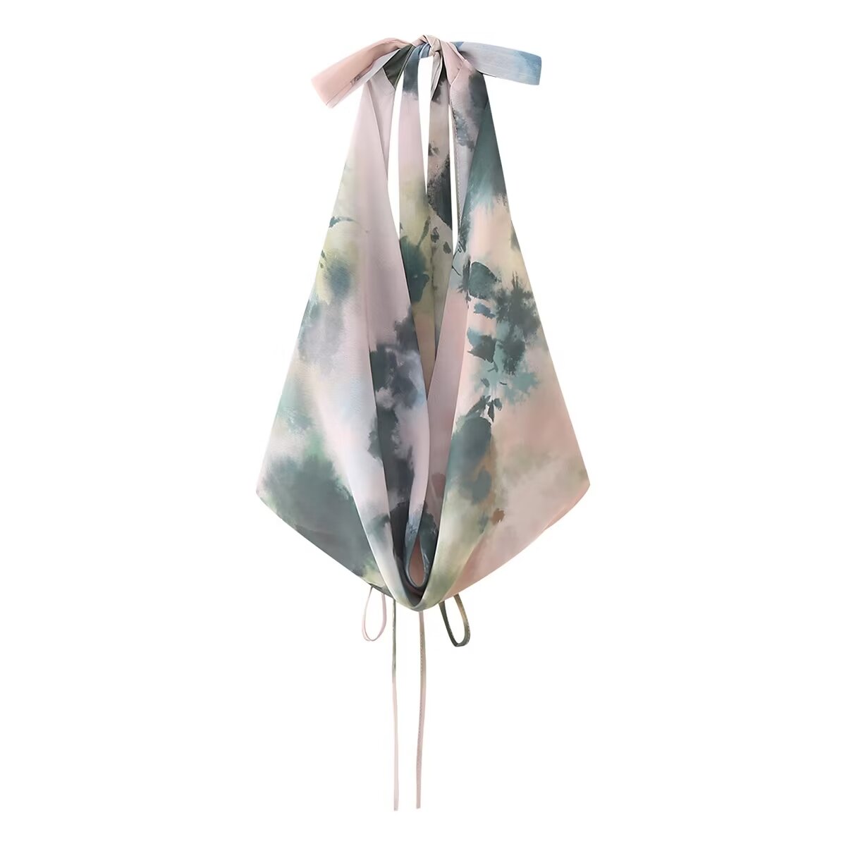 Twinie Halter Collar Printed Vest Skirt Set