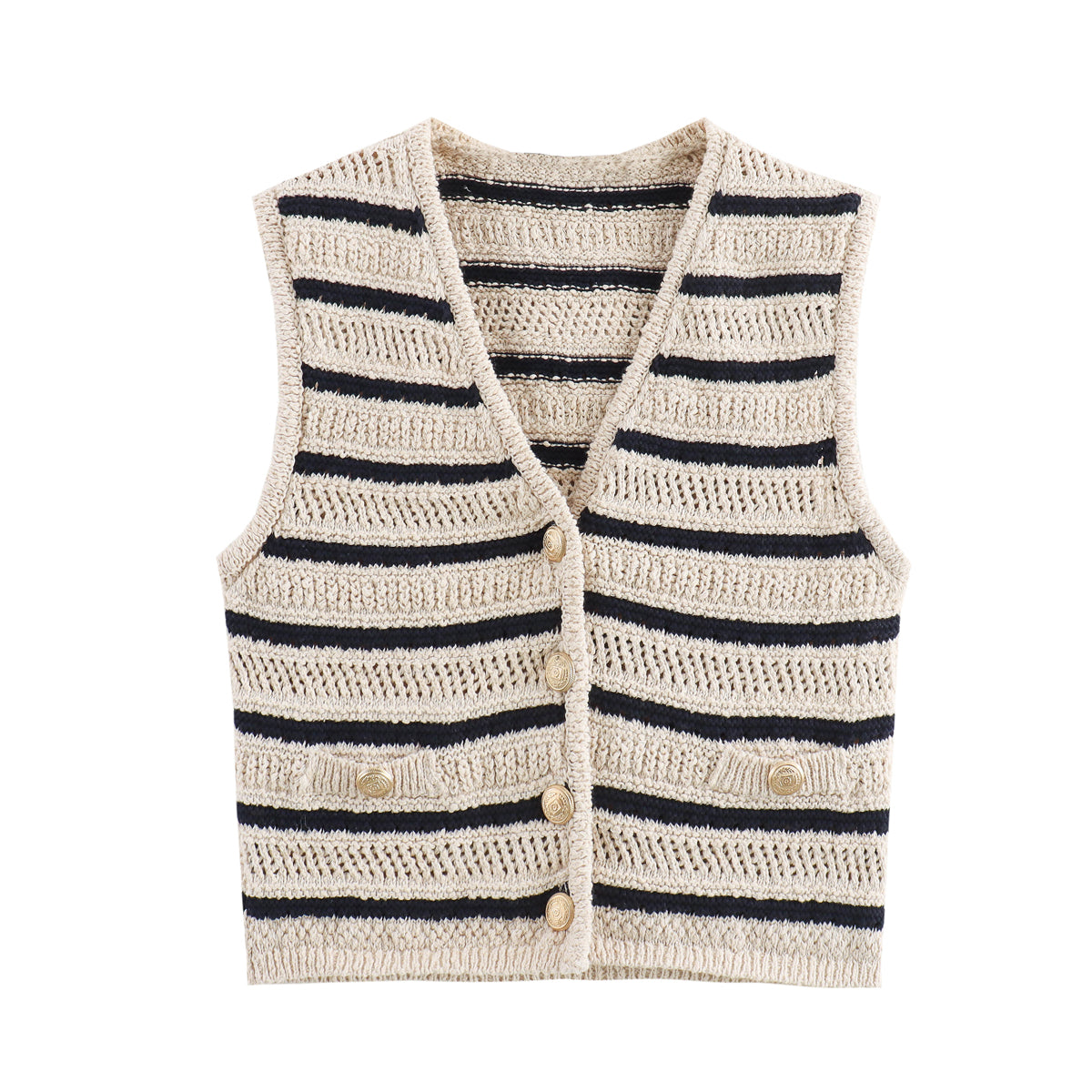 Women Clothing Summer Street Striped Knitted Vest Top