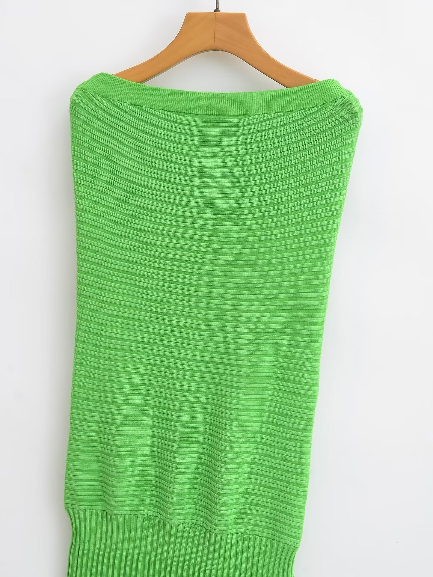 Sigma Sexy Slim Fit Tube Top Straight Green Dress Sleeveless Knitted Dress