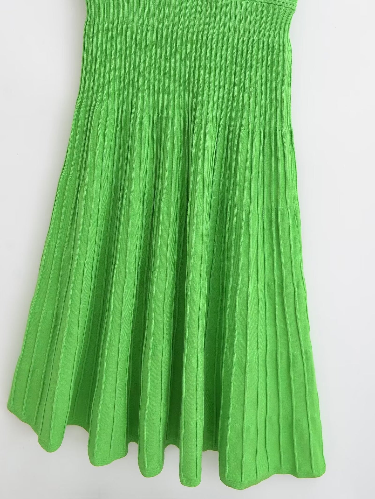 Sigma Sexy Slim Fit Tube Top Straight Green Dress Sleeveless Knitted Dress