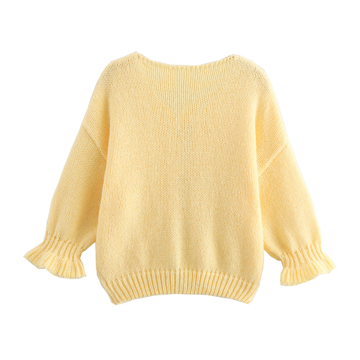 Mimi French Petal Sleeve Loose Sweater Yellow