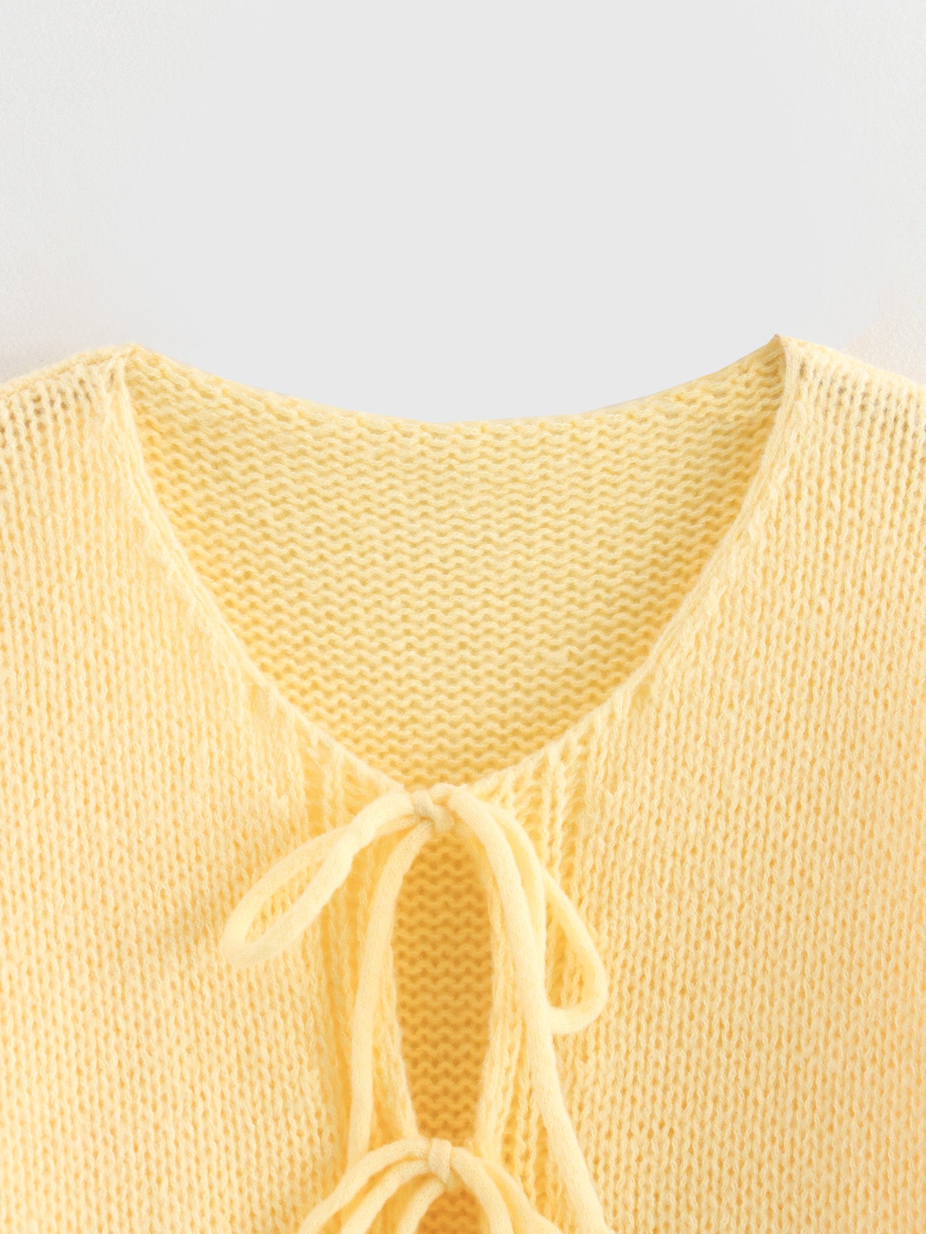 Mimi French Petal Sleeve Loose Sweater Yellow