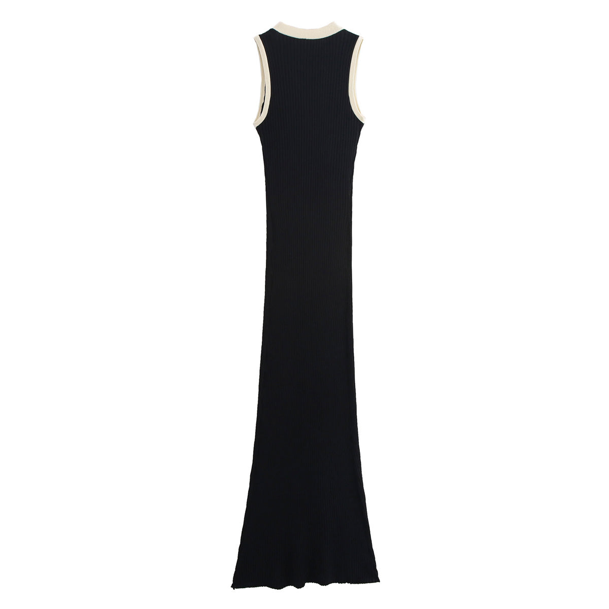 Shaza Slim Fit Straight Knit V Neck Sleeveless Dress