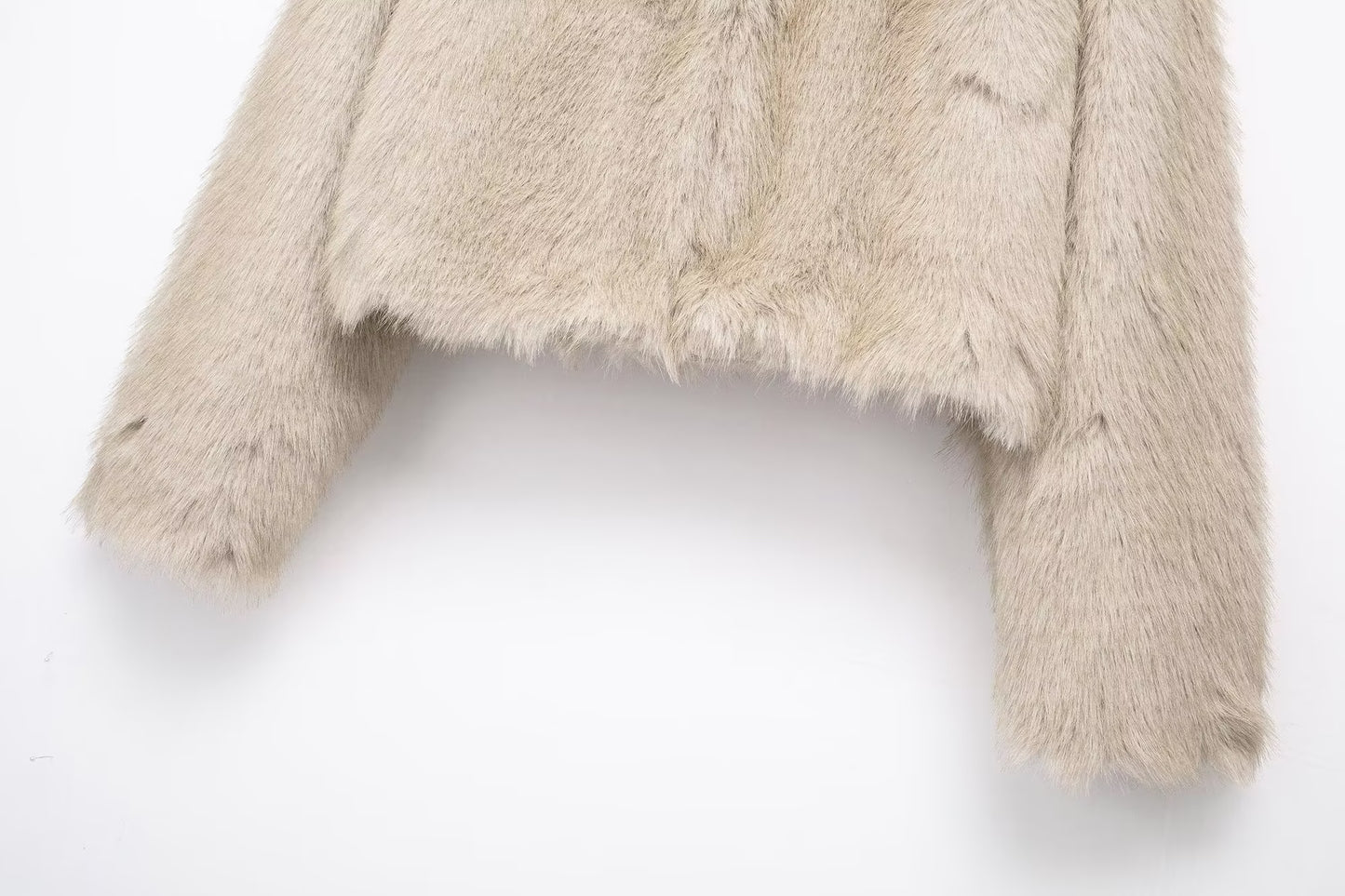 Jillie Round Neck Loose Faux Fur Effect Warm Jacket