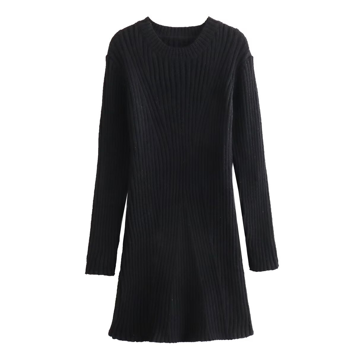 Women Clothing French Thread Knitted Long Sleeve Dress Short Dress