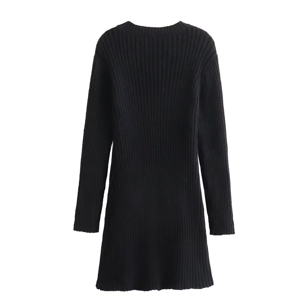 Women Clothing French Thread Knitted Long Sleeve Dress Short Dress