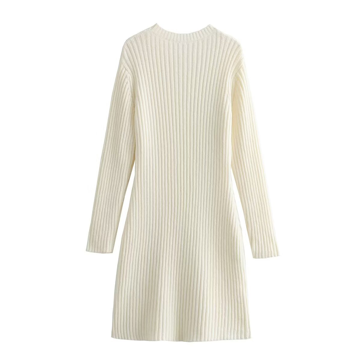 Women Clothing French Thread Knitted Long Sleeve Dress Short Dress