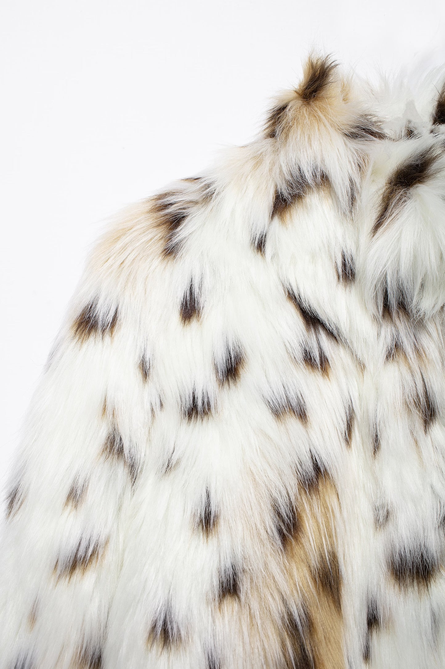 Catty Simple Faux Snow Leopard Fur Effect Coat