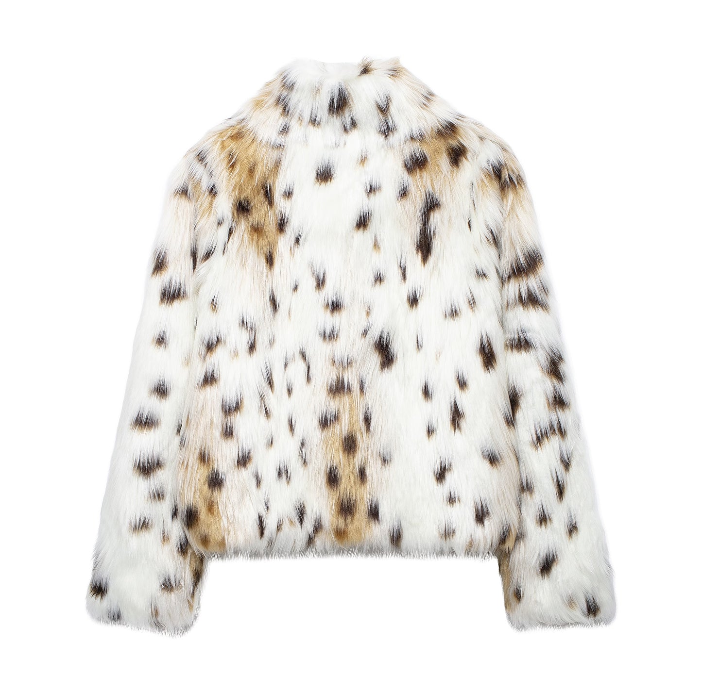 Catty Simple Faux Snow Leopard Fur Effect Coat