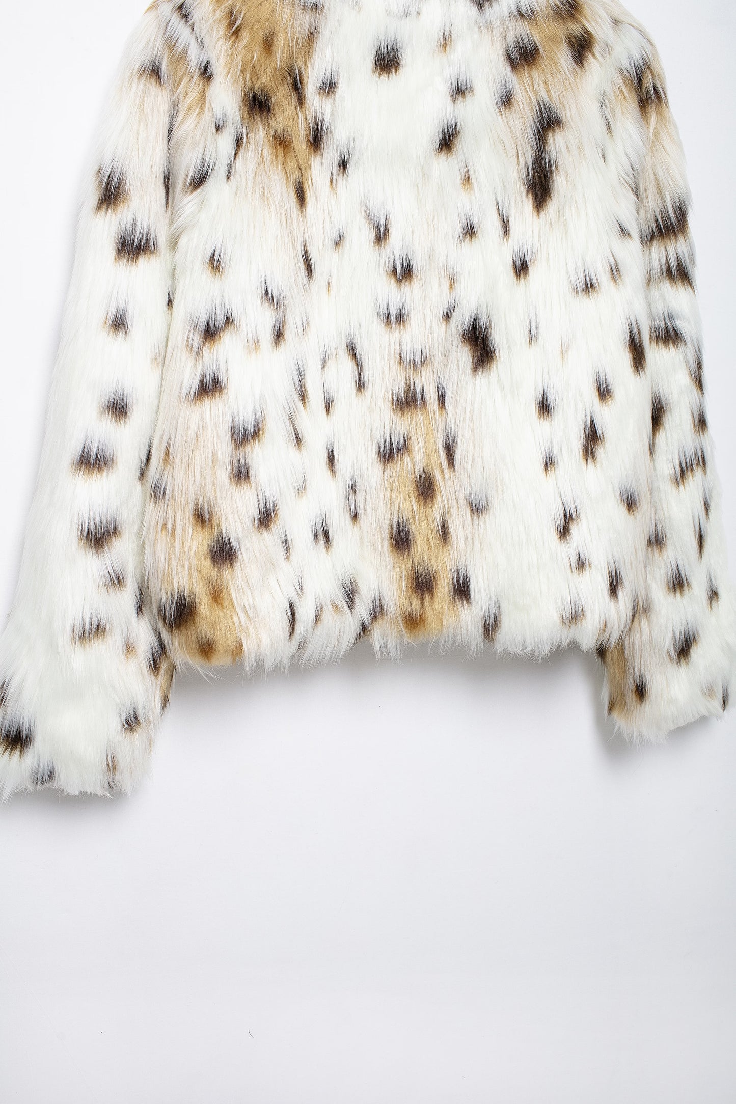 Catty Simple Faux Snow Leopard Fur Effect Coat