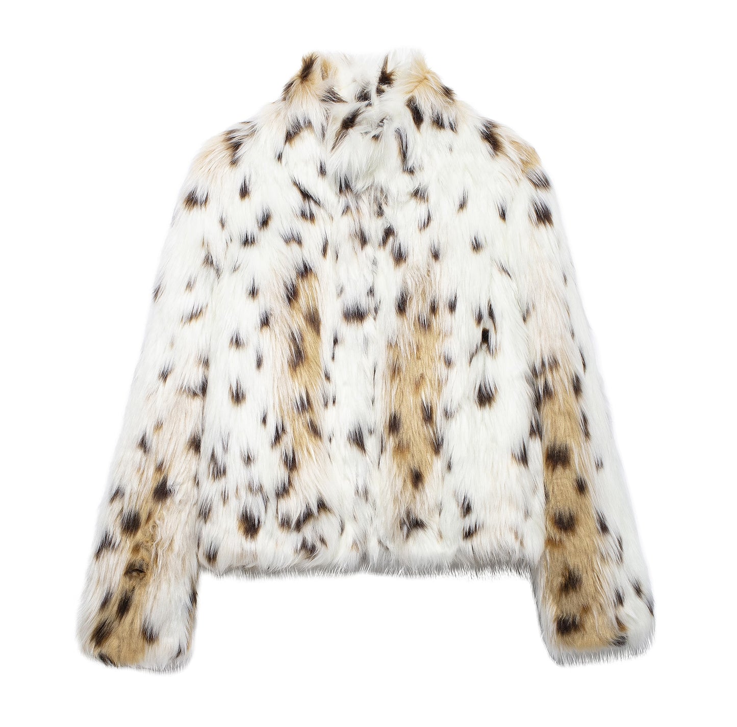 Catty Simple Faux Snow Leopard Fur Effect Coat