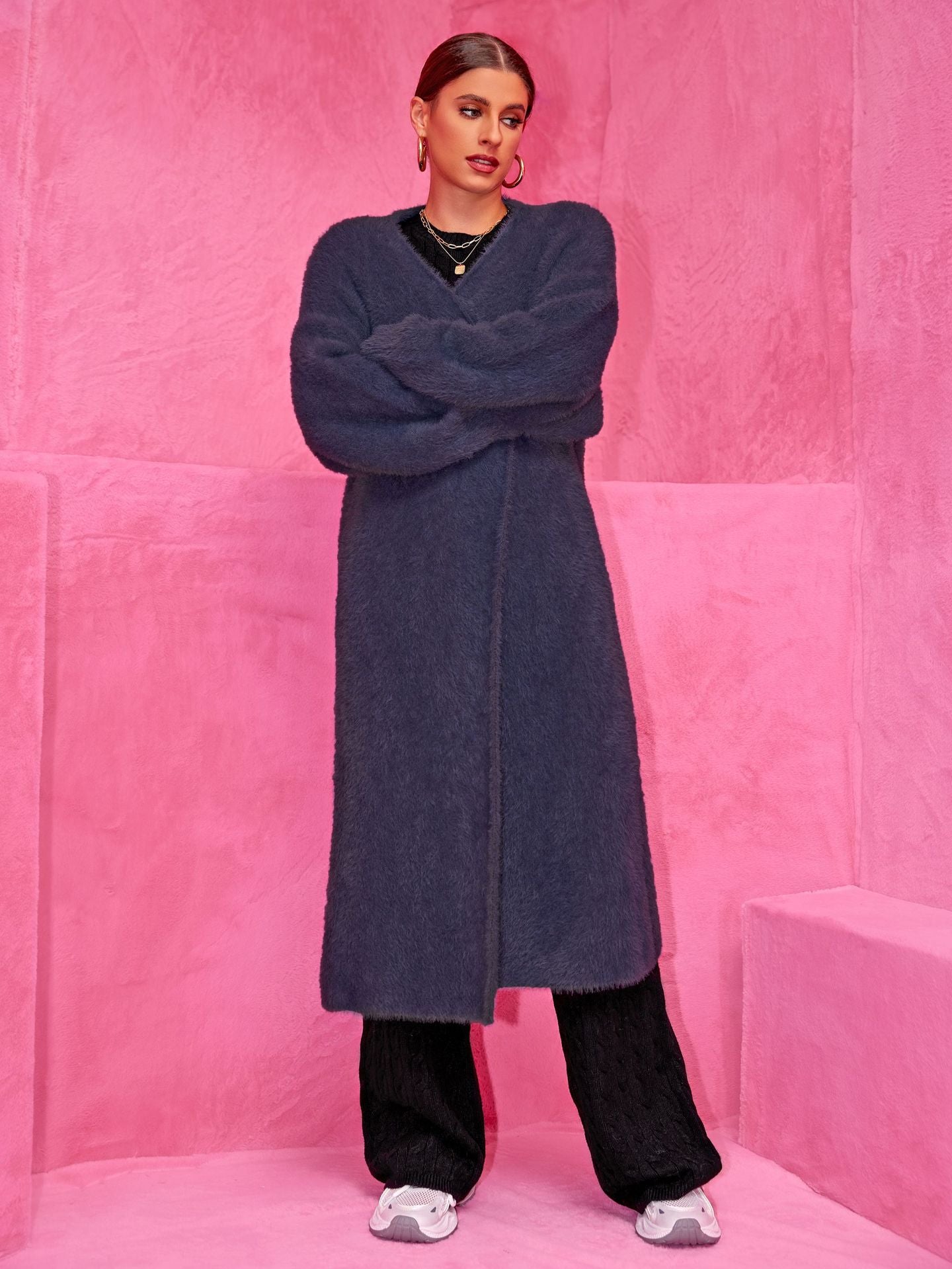 Women Clothes Autumn Winter Casual Baggy Coat Women Long Knitwear Sweater