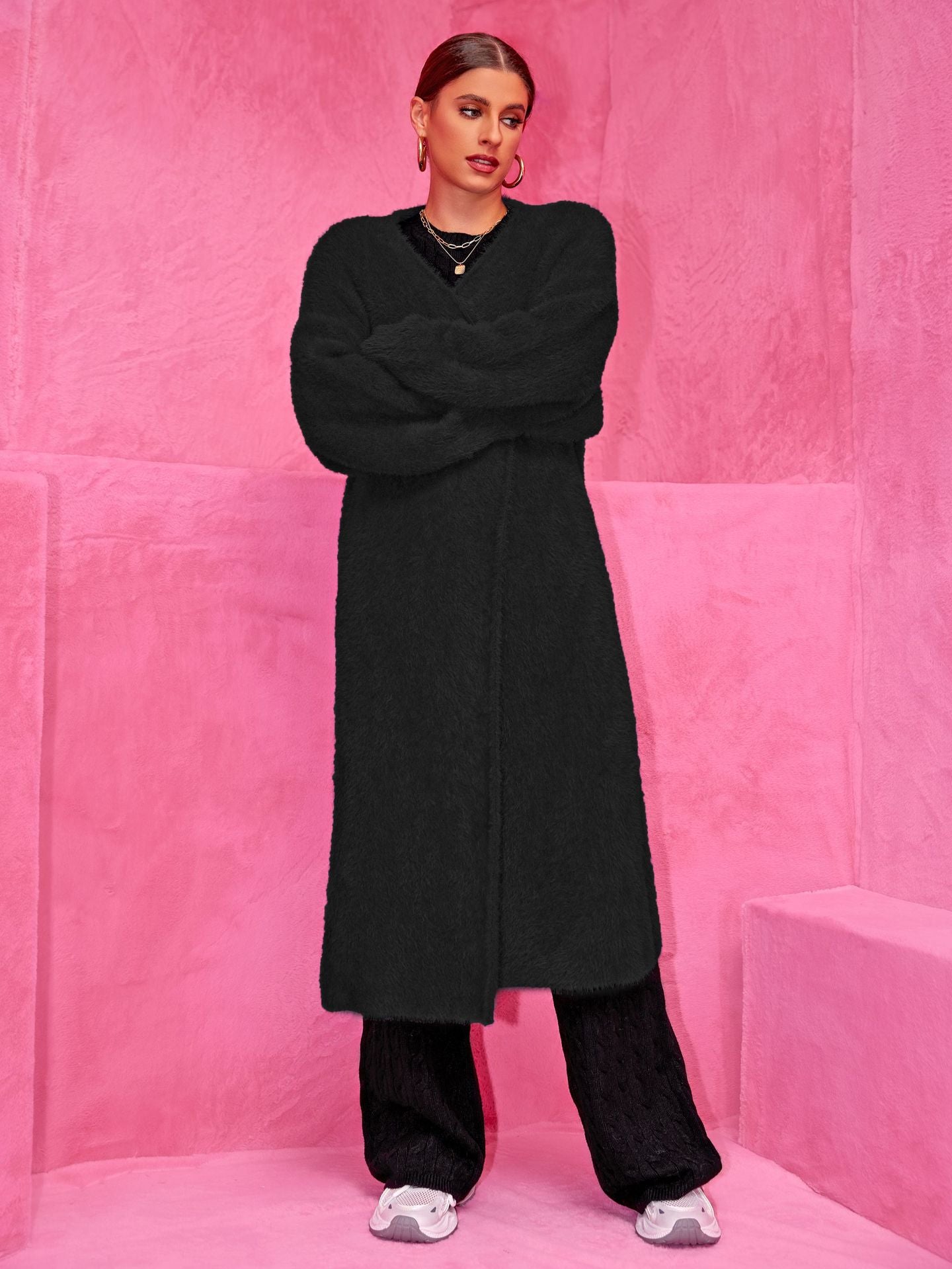 Women Clothes Autumn Winter Casual Baggy Coat Women Long Knitwear Sweater