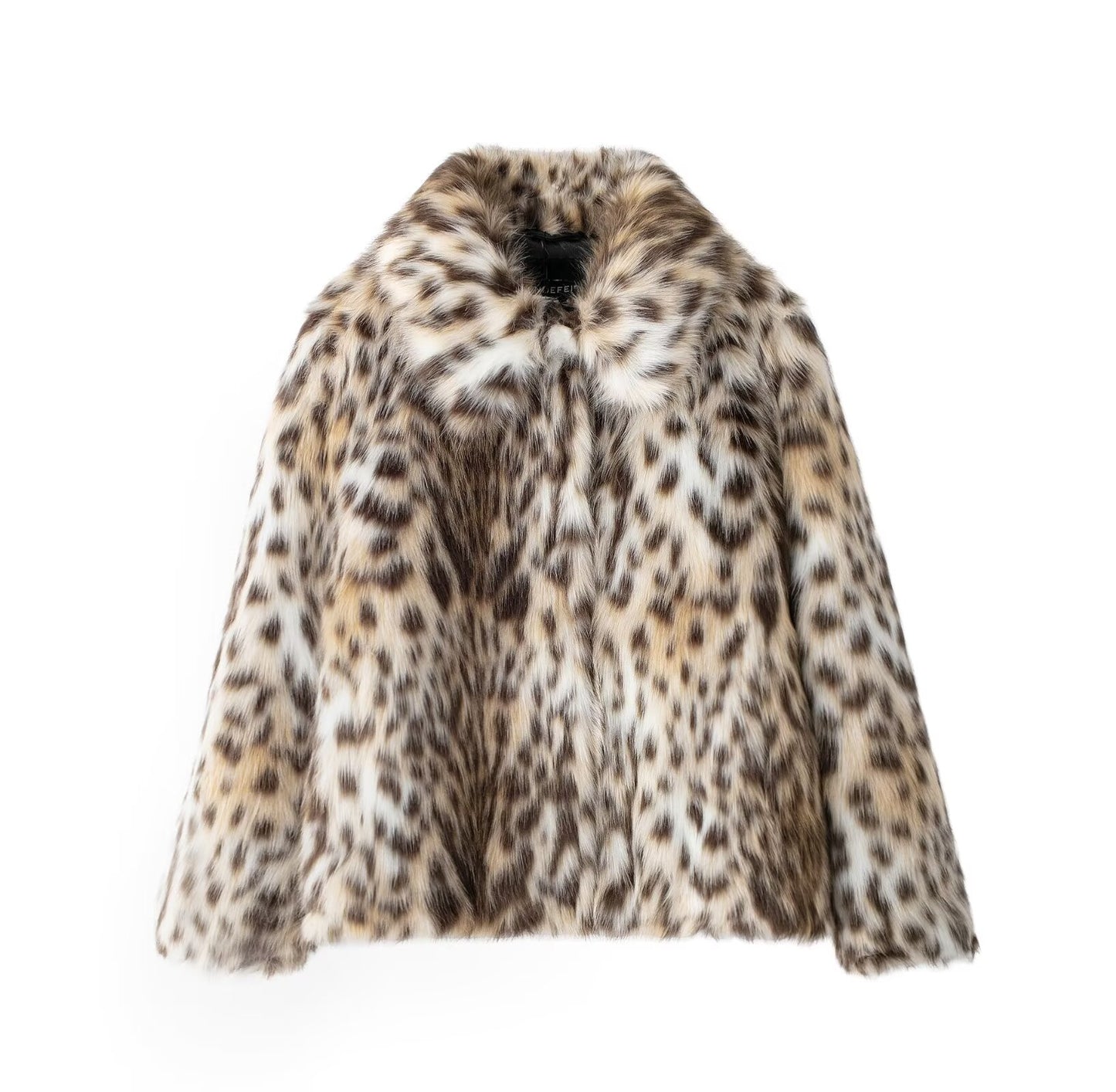 Leona Faux Fur Effect Thickened Warm Leopard Print Coat