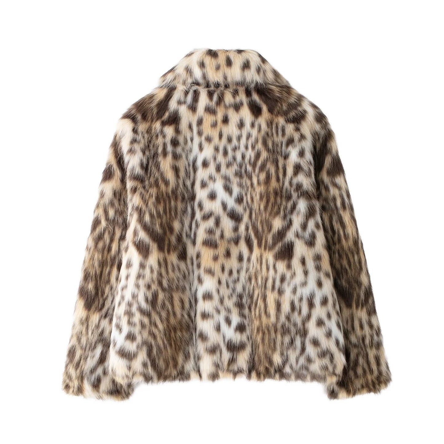 Leona Faux Fur Effect Thickened Warm Leopard Print Coat