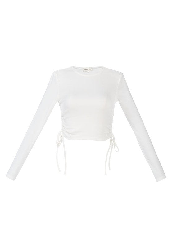 Ruched Side Drawstring Full Sleeve Top