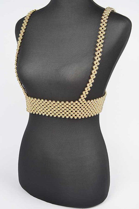 Metallic Beaded Harness Belt